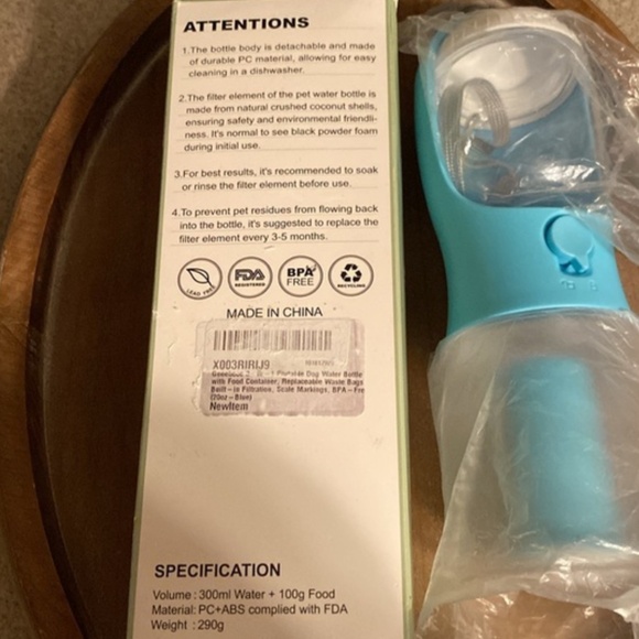Geeebooc 3-in-1 Port Dog Water Bottle w/Food Container BPA Free NWT - Picture 4 of 11